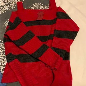 Never worn red and grey sweater